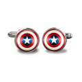 Superhero Captain America Silver Cufflinks Set