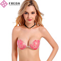 Transparent Flower Printed Silicone Padded Bra