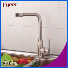 Fyeer Nickle Brushed Mezclador de lavabo de cocina con boquilla giratoria