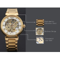 elegant alloy wrist watch with skeleton design mechanical watch