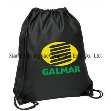 Custom Black Recycled Pet Non Woven Drawstring Backpack Bag