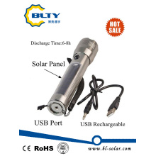 Rechargeable Solar Power LED Torch with USB Charger