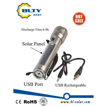 Tocha solar recarregável de energia solar com carregador USB