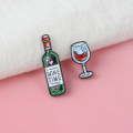 Металлический милый вино и бутылочный эмалевой значок булавки