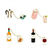 Alloy Pins Sets Cute Cartoon Wine Beer Coffee juice Brooches for Clothing Bags Backpacks Jackets Hat Jewelry DIY Accessories