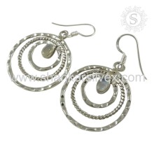 Mode féminine Rainbow Moonstone Jewelry Earring Manufacture 925 Bijoux en argent à la main Boucles d&#39;oreilles faites à la main