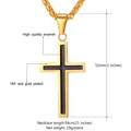 Collier pour hommes bijoux inox 316L acier inoxydable 18K plaqué or Croix religieuse Christian Black croix pendentif