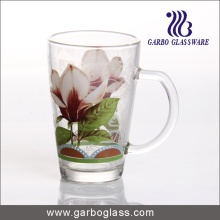 12 oz taza de vidrio impreso con mango (GB094212-HCS-118)