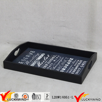 Decorative Home Bar Serving Tray Black Wood