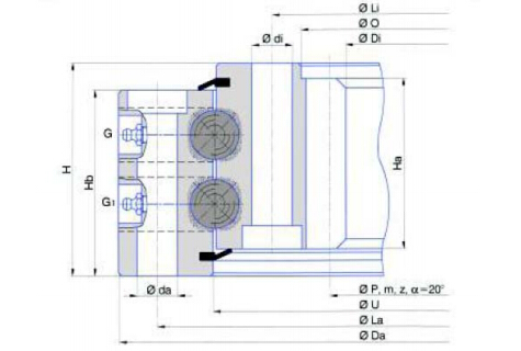  Double row slewing bearing (Internal gear type)