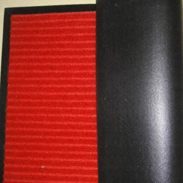 Red Ribbed Tapete com PVC Voltar