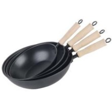 Carbon Steel fry pan set with wood handle