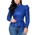 Damen Matte Mock Neck Bluse Top