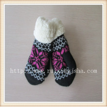 winter jacquard fingerless knitted gloves