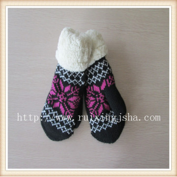 jacquard d'hiver fingerless gants de tricot