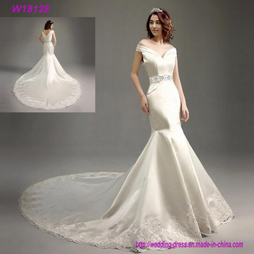 Custom Made Style / Size / Color Imagem real fora Shoulder Mermaid Bridal Wedding Dresses