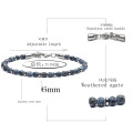 Gemstone 6 mm perles Bracelets de tennis en acier inoxydable pour hommes Femmes Buccuaire réglable 6.5-7,8 pouces Remeau Reiki Yoga Diffuseur