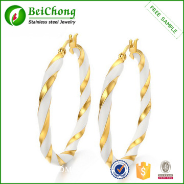 Stainless steel gold Circle hoop earring with enamel