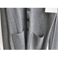 Hombres 100% lana invierno chaqueta de punto con botón y bolsillo