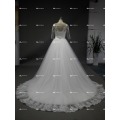 Real Photos Half Sleeve Ball Gown Ivory Tulle Wedding Dress Bridal Gown