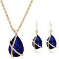 2016 Fashion Jewelry Sets 18k Gold Plated Sapphire Pendant Inalian Gold Jewelry sets