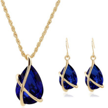 2016 Fashion Jewelry Sets 18k Gold Plated Sapphire Pendant Inalian Gold Jewelry sets