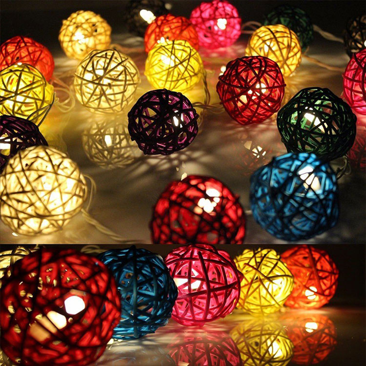 festive supplies rattan ball wedding string light for battery