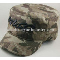 Camouflage cotton embroidery military cap with flat top