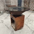 Fora de Corten Steel Fire Pit com churrasqueira