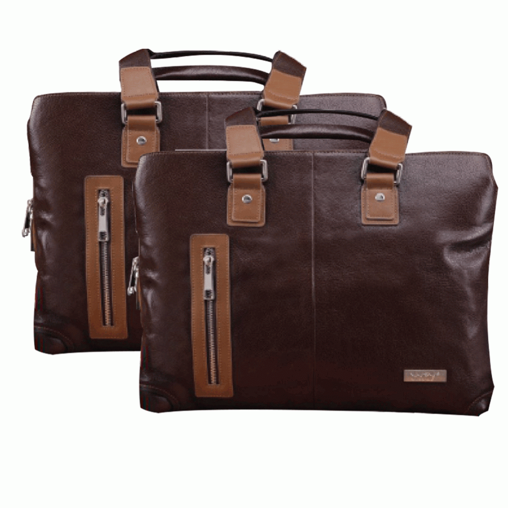 Men's large capacity leather handbag