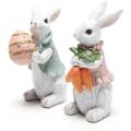 Estatuetas de coelho (coelho branco de Páscoa 2pcs)