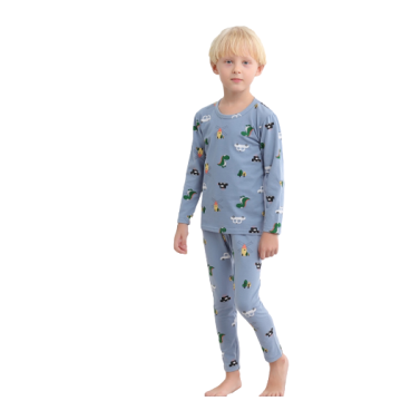 Boys Girls Unisex Long-sleeved Cotton Nightwear Pajamas Set