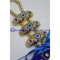 Glass Evil Eye Home Protector -Gold Hanging Head