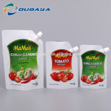 Custom Designed Chilli Garlic Sauce Packaging with Spout