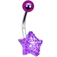 10mm Light Purple Sparkler Star Belly Ring