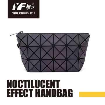 Luminous geometric patterns handbags women pu leather bag cosmetic makeup lattice lady purse