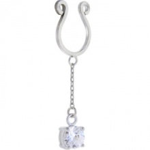 Crystalline Round Solitaire Clip On Nipple Ring