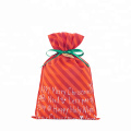 Christmas Red Non Woven Drawstring Striped Gift Bag