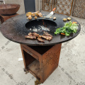 Outdoor kitchen corten stee grill bbq