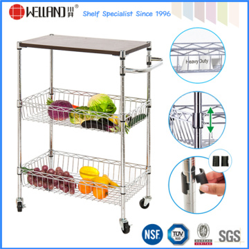 Kommerzielle Restaurant Chrome Metall Servierkorb Trolley für Obst / Gemüse