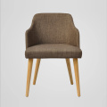 High Armrest Fabric Wooden Chair for Dining Room