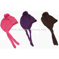 Warm winter knit hat with ear flap for men and women