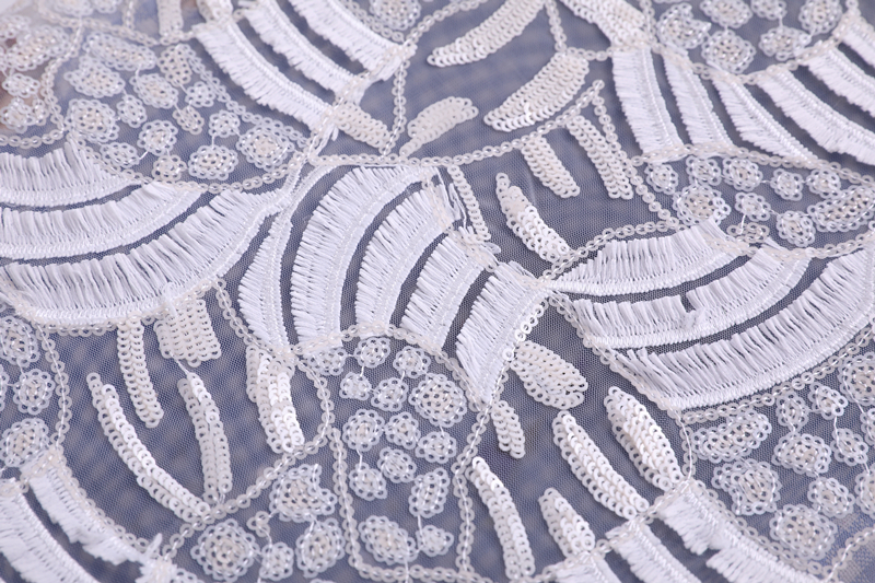 3D Sequin Mesh Embroidery Fabric