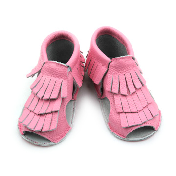 New Designs Genuine Leather Baby Tassels Sandals