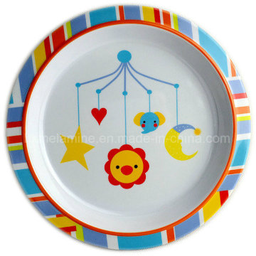 Plato de cena redondo de la melamina de los niños con el logotipo