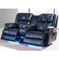 Brown Bonded Leather 2 Double Glider Reclining Loveseat with Center Console