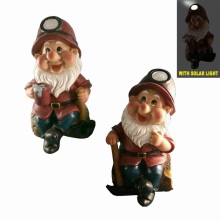 Working Dwarf with Solar Light Polyresin Garden Decoration 21cm