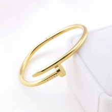 Unisex Stainless Steel w/CZ Nail Style Love Bangle Bracelet For Women Men