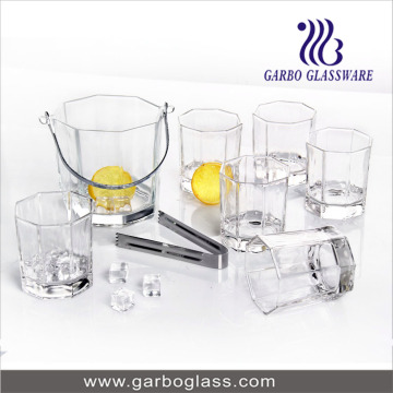 7PCS Summer Ice Bucket Set with 6PCS Glass Tumbler