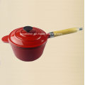 Enamel Cast Iron Double Use Milk Pot with Lid as Frypan